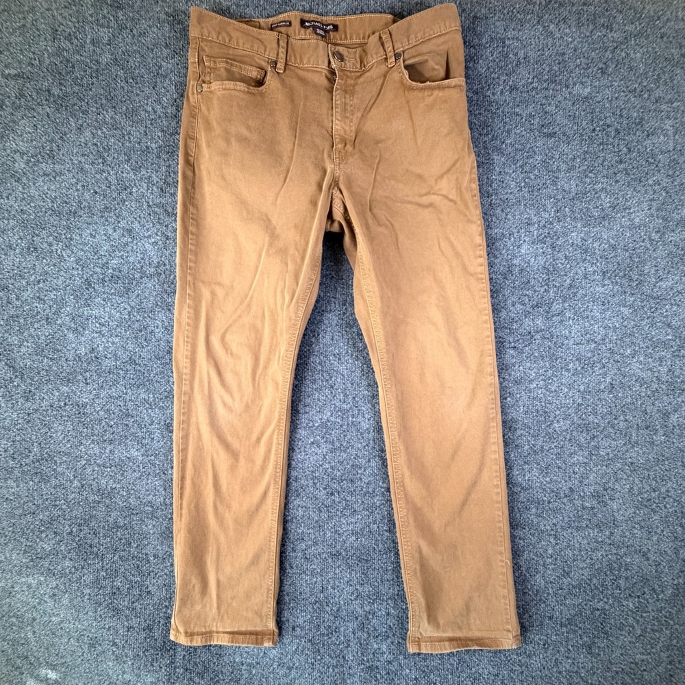 Michael Kors Grant Classic Fit Pants Mens 33x28.5 Brown Straight Leg Low Rise